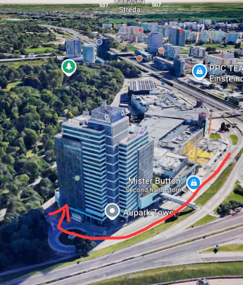 Mapa — ako sa dostať do Prasklina Aupark